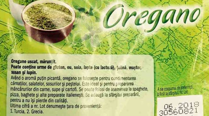 Oregano uscat poate contine ou, lapte, telina, mustar…